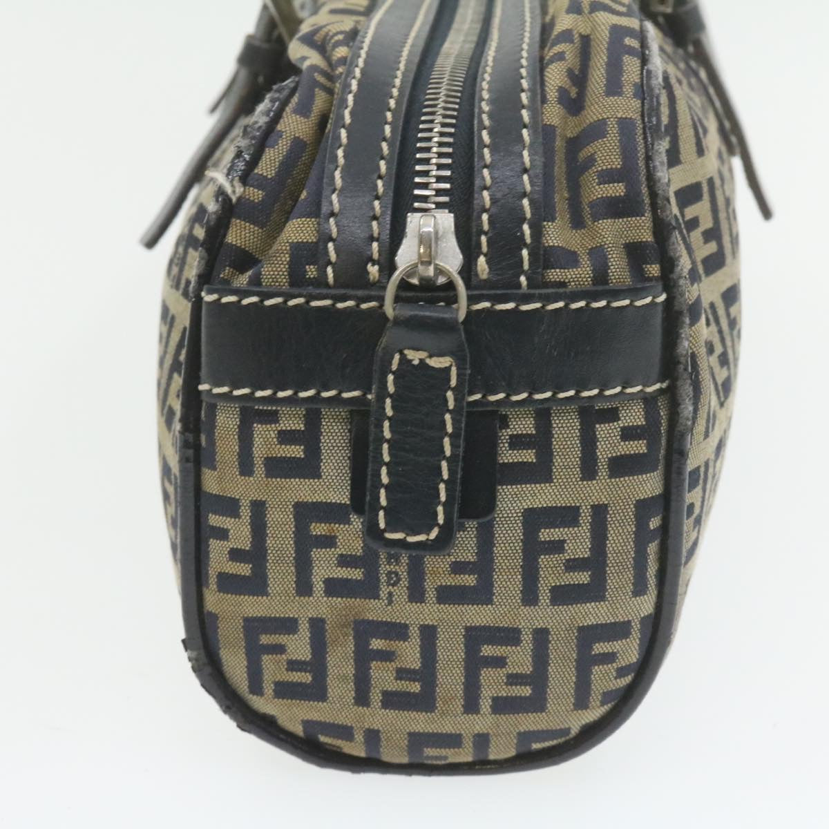 FENDI Zucchino Canvas Hand Bag Navy Blue am577g