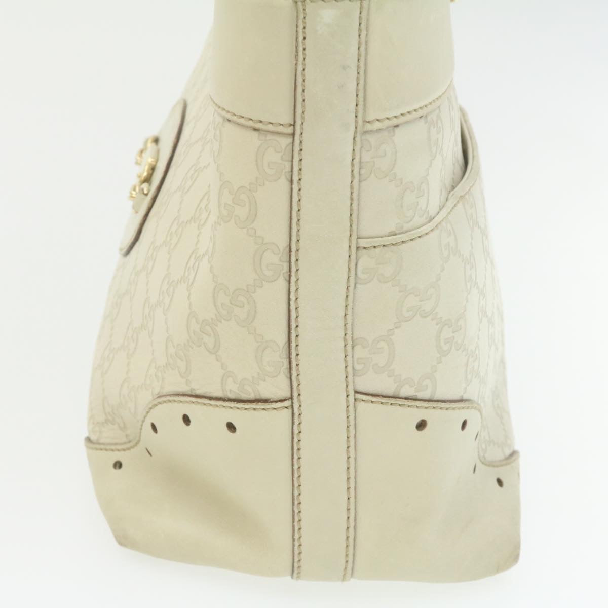 GUCCI Guccissima GG Canvas Tote Bag Leather White 145993213317 am692g