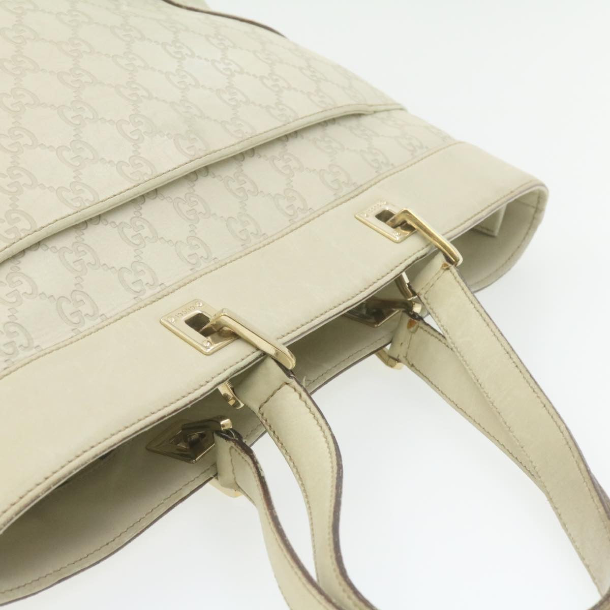 GUCCI Guccissima GG Canvas Tote Bag Leather White 145993213317 am692g