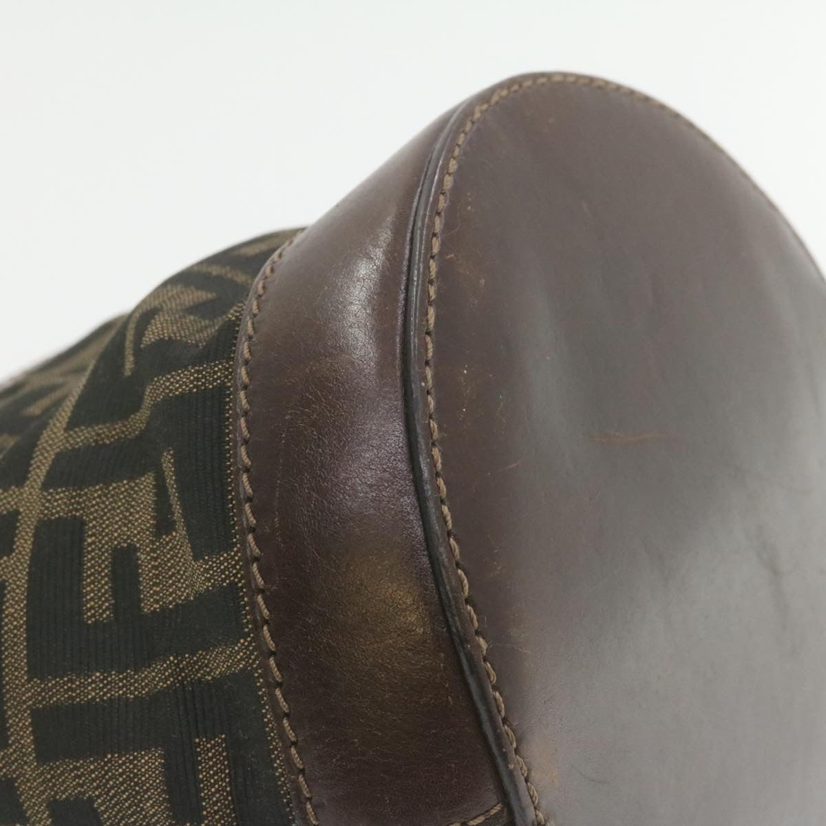 FENDI Zucca Canvas Hand Bag Brown Black am808g