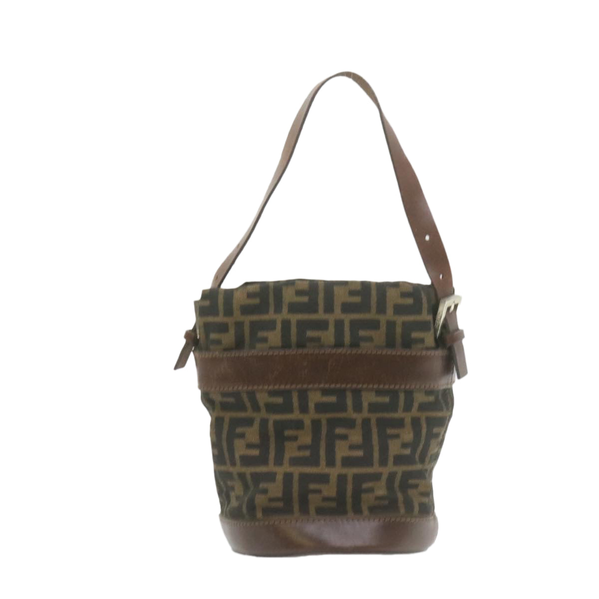 FENDI Zucca Canvas Hand Bag Brown Black am808g