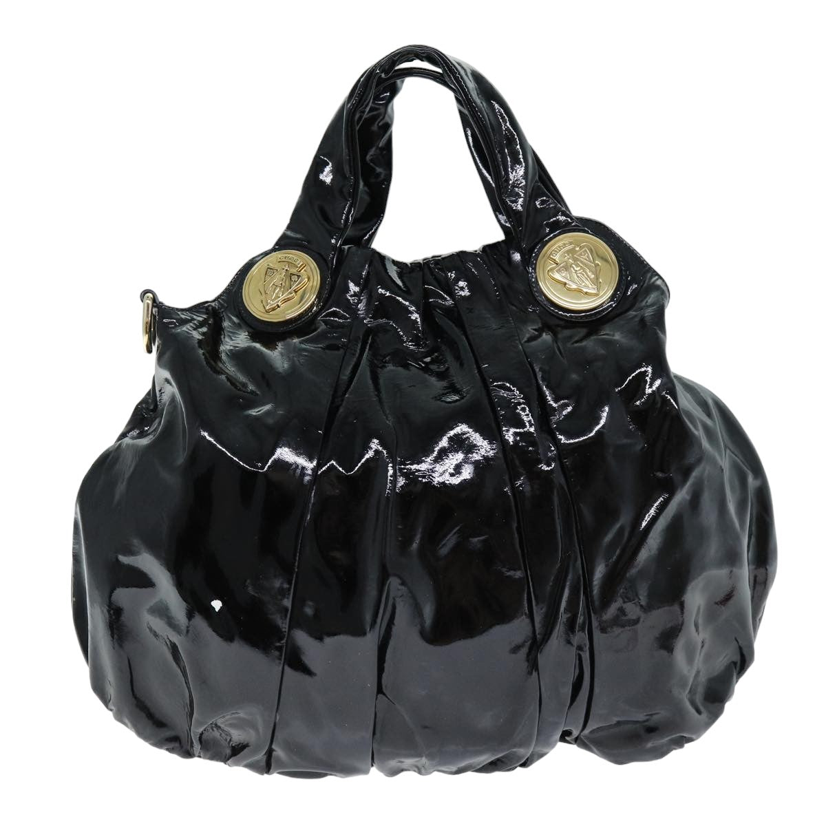 GUCCI Histeria Hand Bag Enamel 2way Black 197016 hk1277