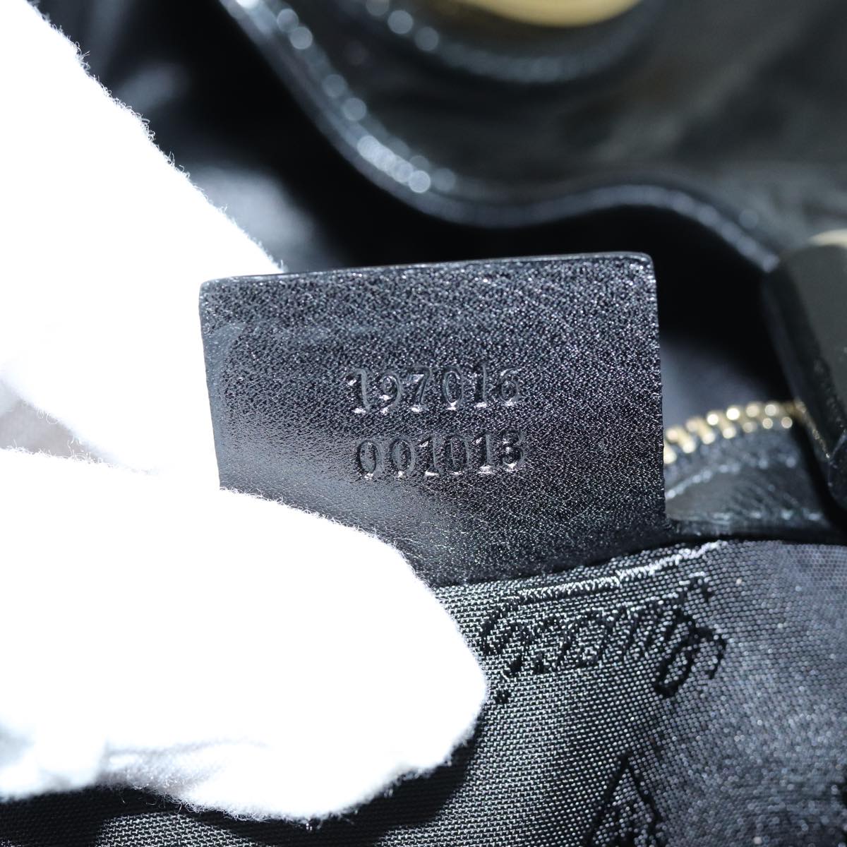 GUCCI Histeria Hand Bag Enamel 2way Black 197016 hk1277