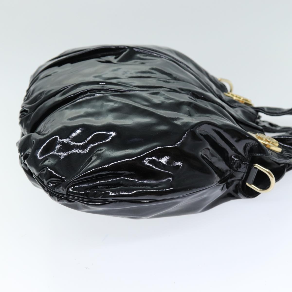 GUCCI Histeria Hand Bag Enamel 2way Black 197016 hk1277