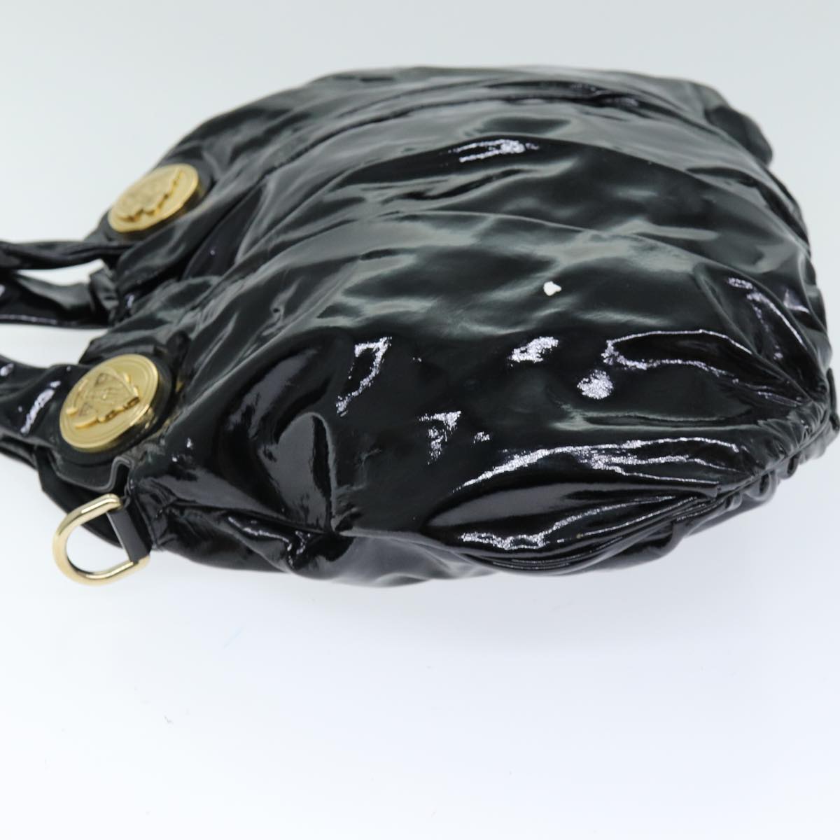 GUCCI Histeria Hand Bag Enamel 2way Black 197016 hk1277