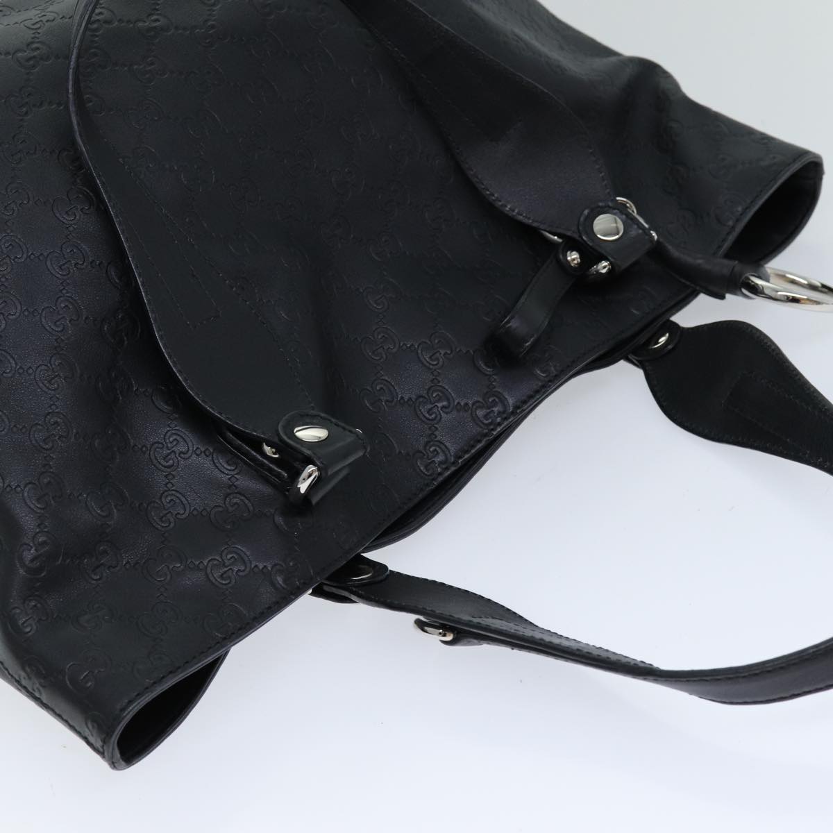 GUCCI GG Canvas Guccissima Horsebit Tote Bag Black 229852 hk1292