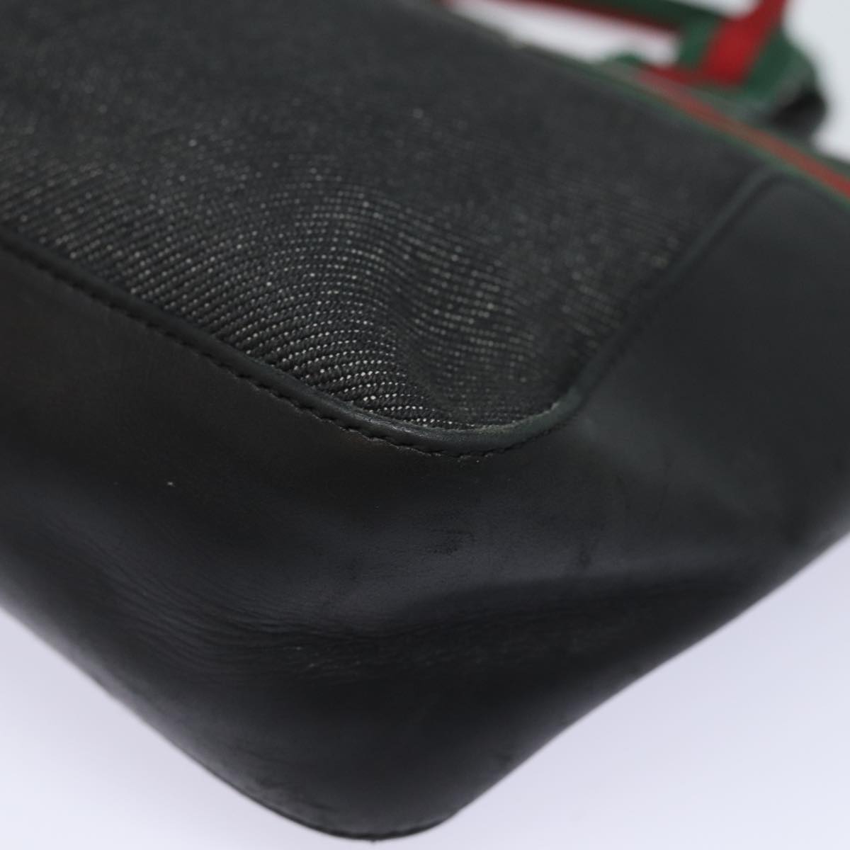 GUCCI Web Sherry Line Hand Bag Canvas Gray Red Green 73984 hk1378
