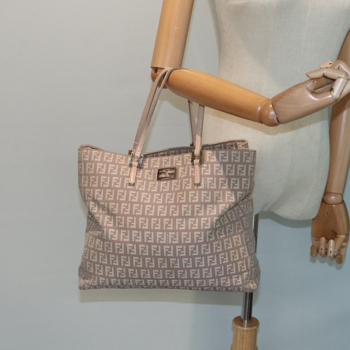 FENDI Zucchino Canvas Hand Bag Pink hk1386