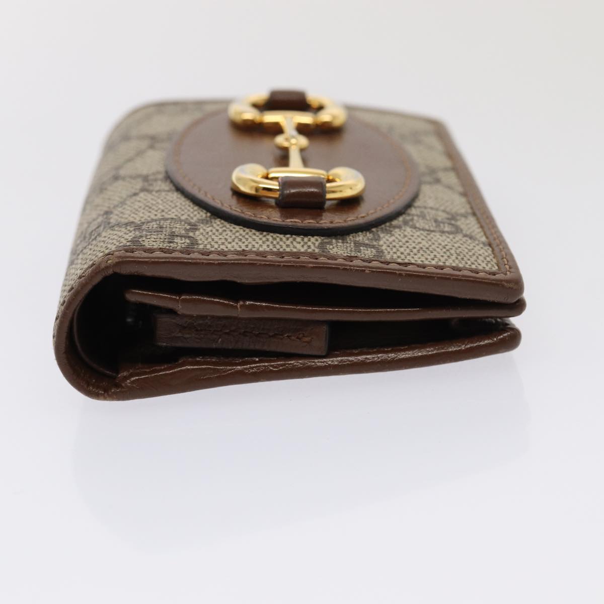 GUCCI Horsebit GG Supreme Compact Wallet PVC Beige 621887 hk1408