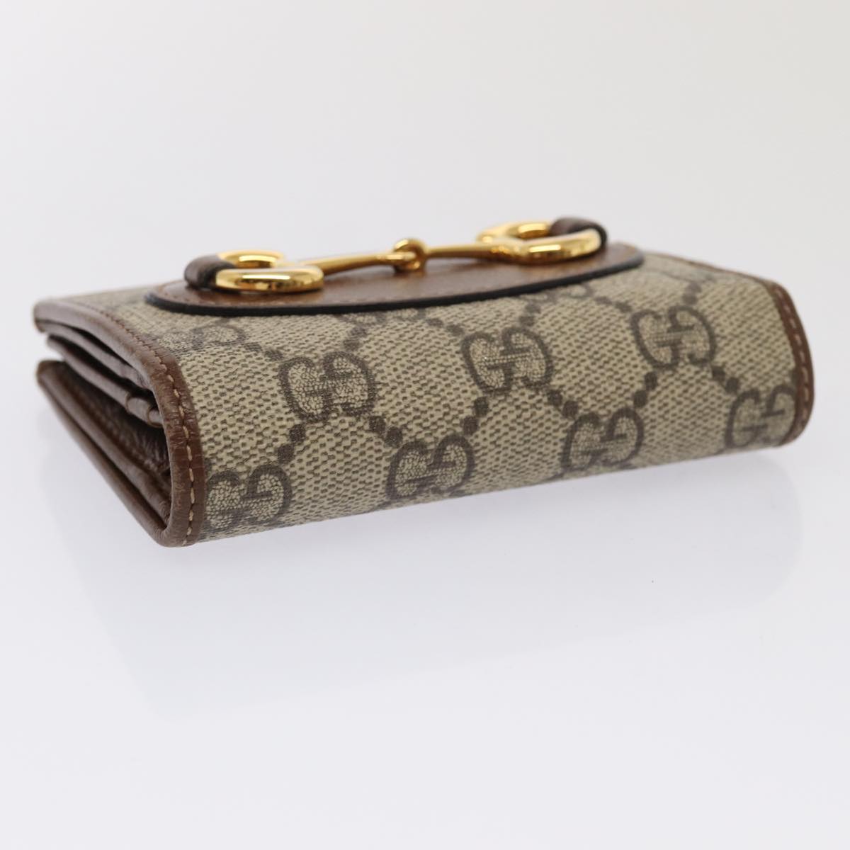 GUCCI Horsebit GG Supreme Compact Wallet PVC Beige 621887 hk1408