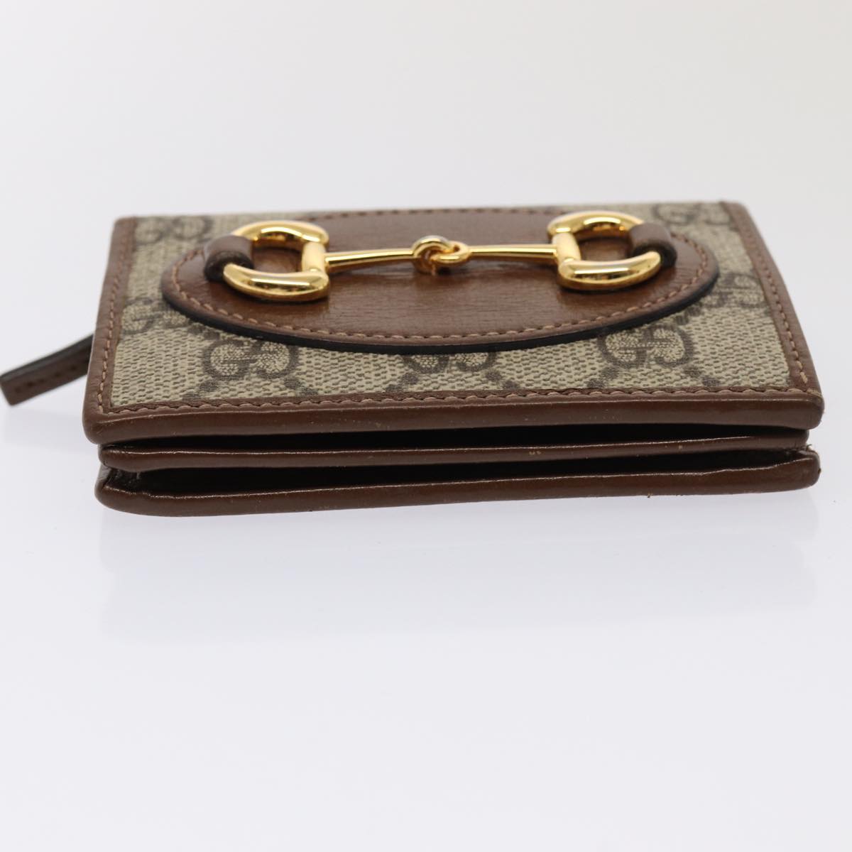 GUCCI Horsebit GG Supreme Compact Wallet PVC Beige 621887 hk1408