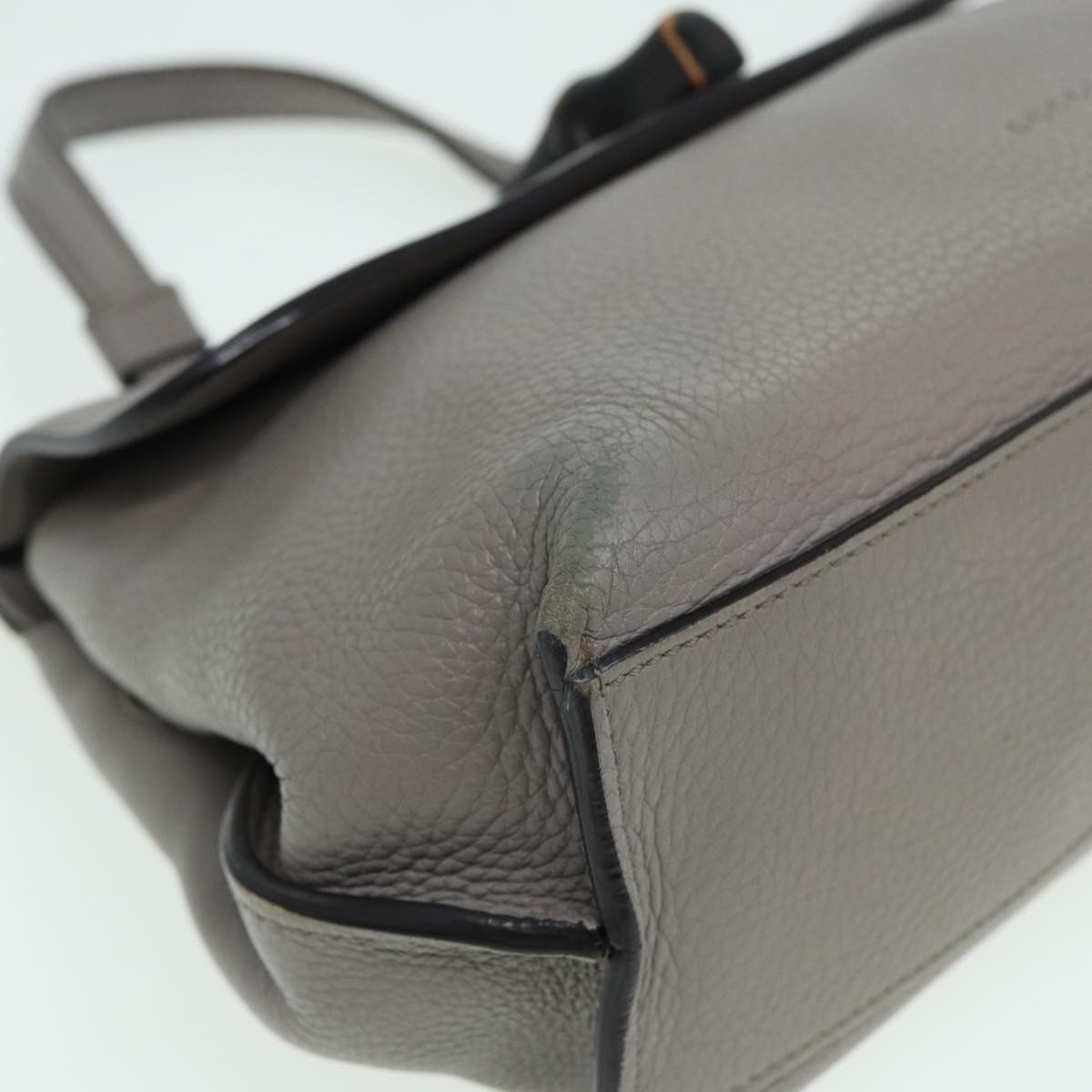 GUCCI Bamboo Daily Hand Bag Leather Gray 370831 hk1420
