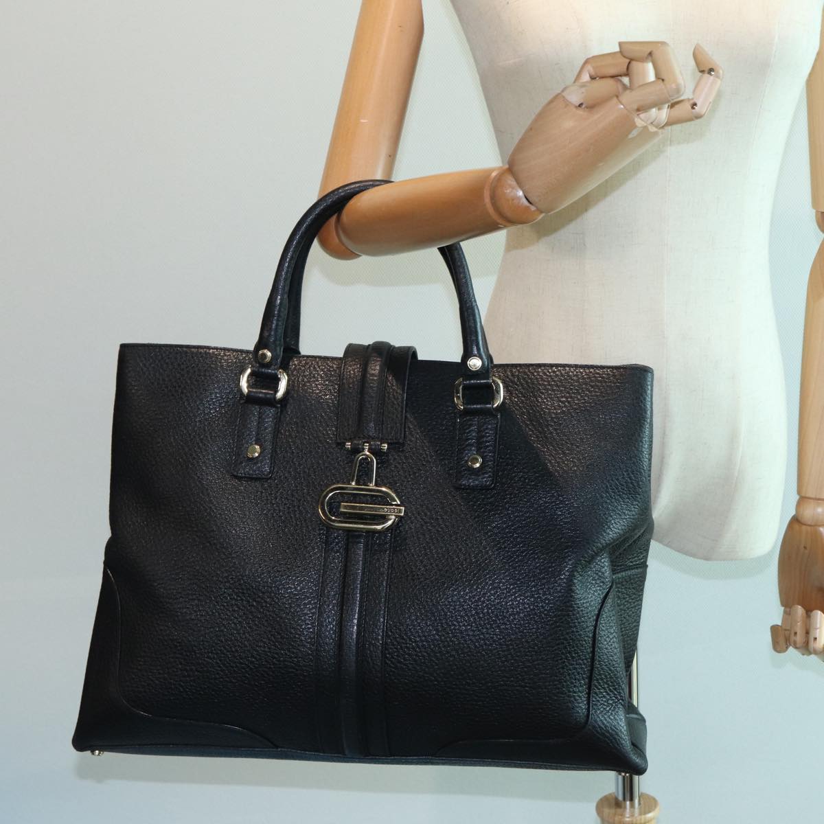 GUCCI Hand Bag Leather Black 130994 hk1433