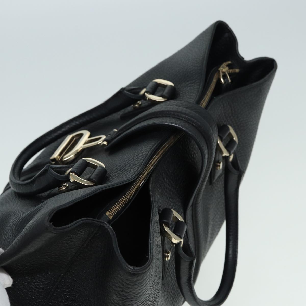 GUCCI Hand Bag Leather Black 130994 hk1433
