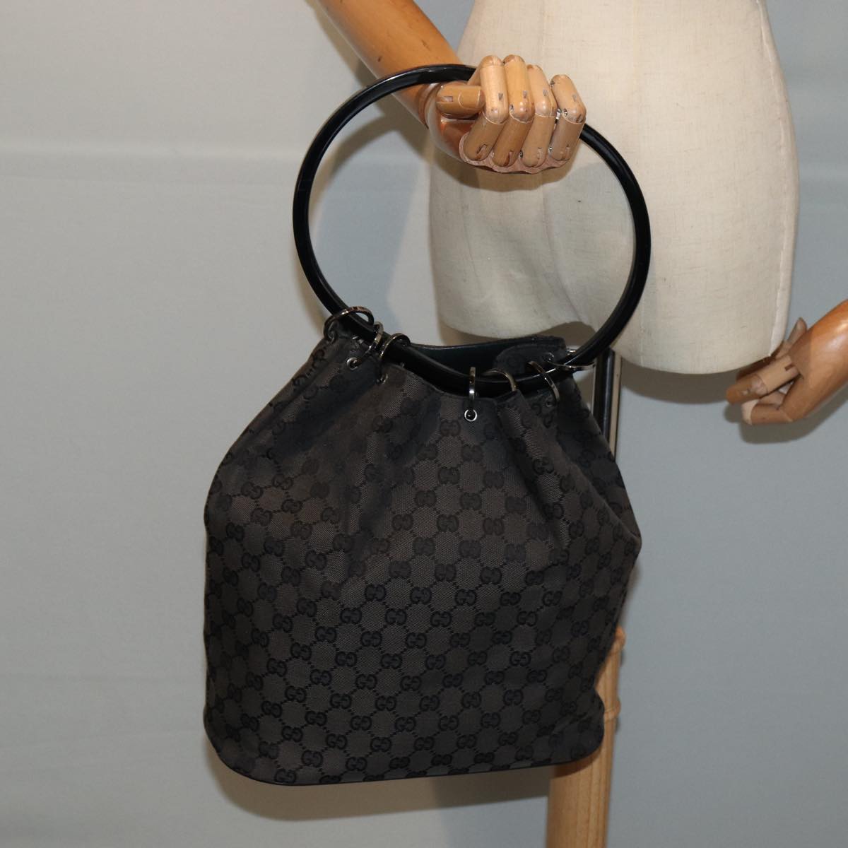 GUCCI GG Canvas Hand Bag Black 001 3738 hk1441