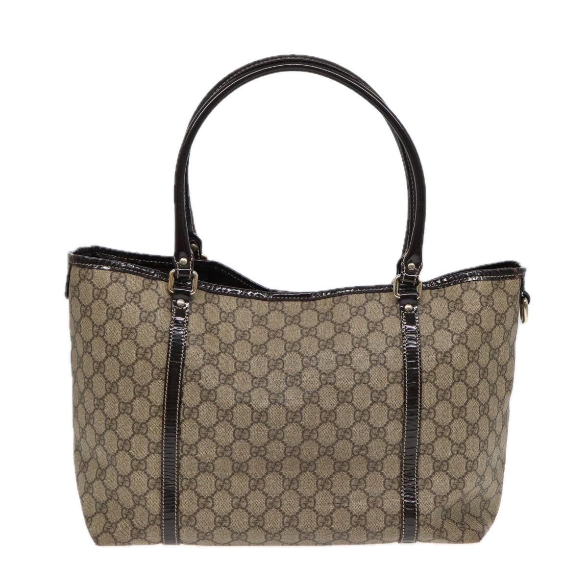 GUCCI GG Supreme Tote Bag PVC Leather Beige Silver 197953 hk1559