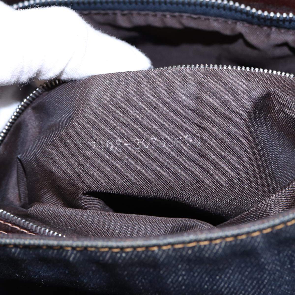 FENDI Shoulder Bag Denim Navy Silver hk1587