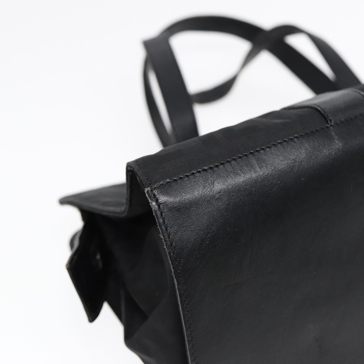FENDI Zucca Canvas Hand Bag Black Silver hk1588