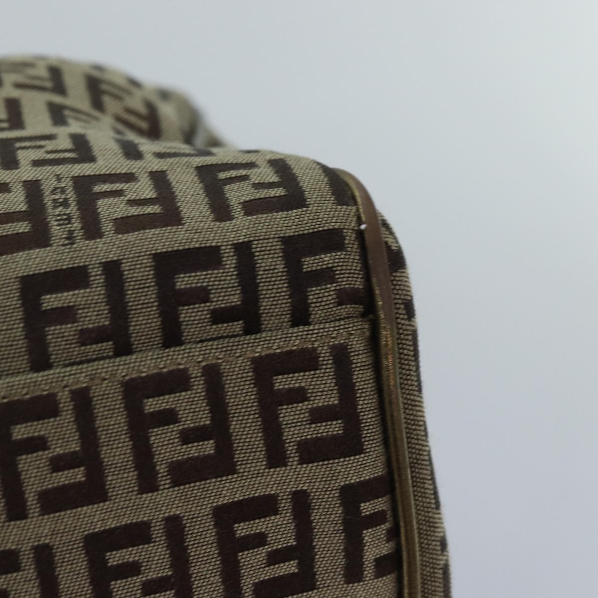 FENDI Zucchino Canvas Boston Bag Beige Gold hk1608