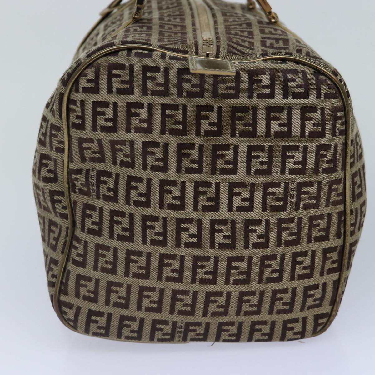 FENDI Zucchino Canvas Boston Bag Beige Gold hk1608