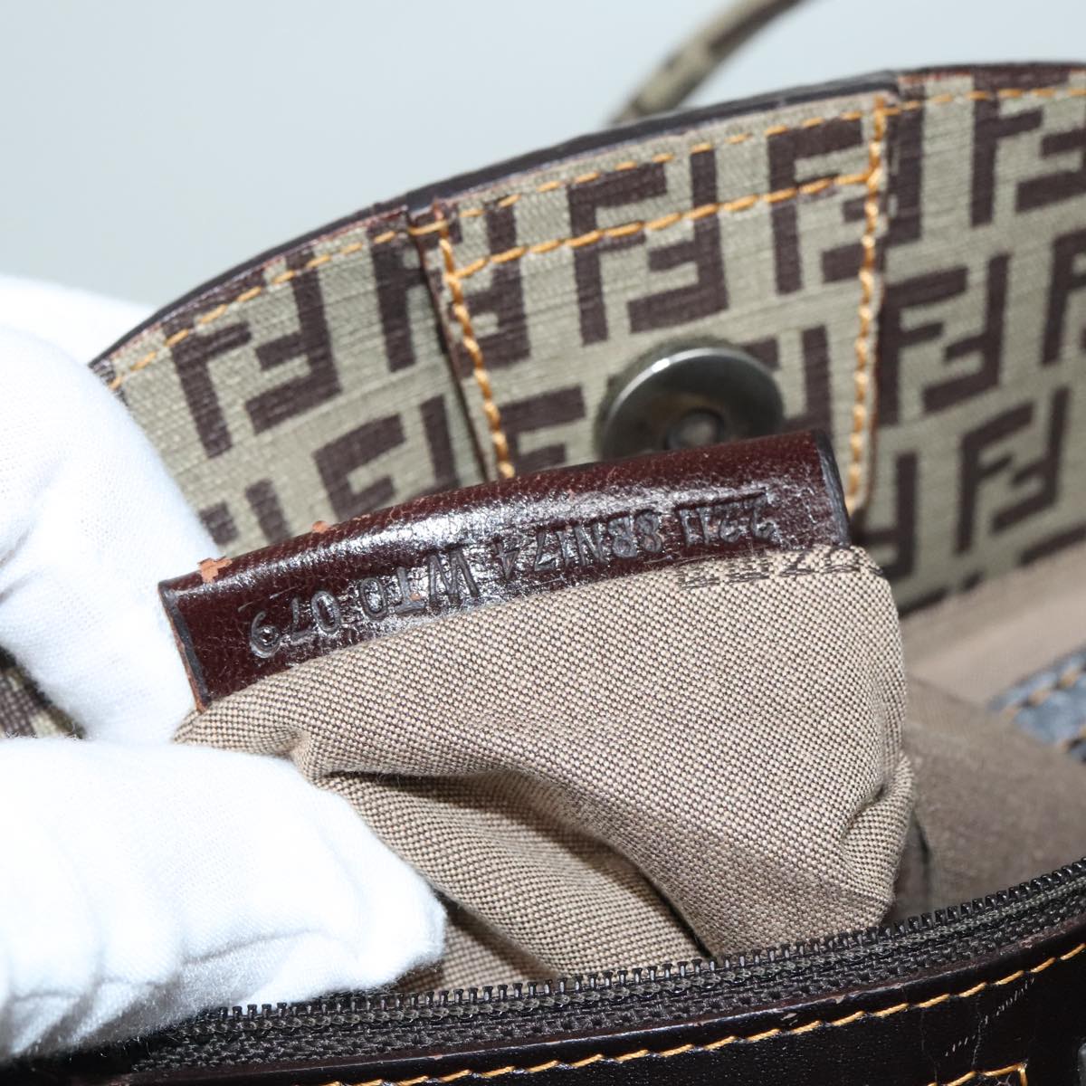 FENDI Zucchino Tote Bag Nylon Beige 8BN174 hk1659