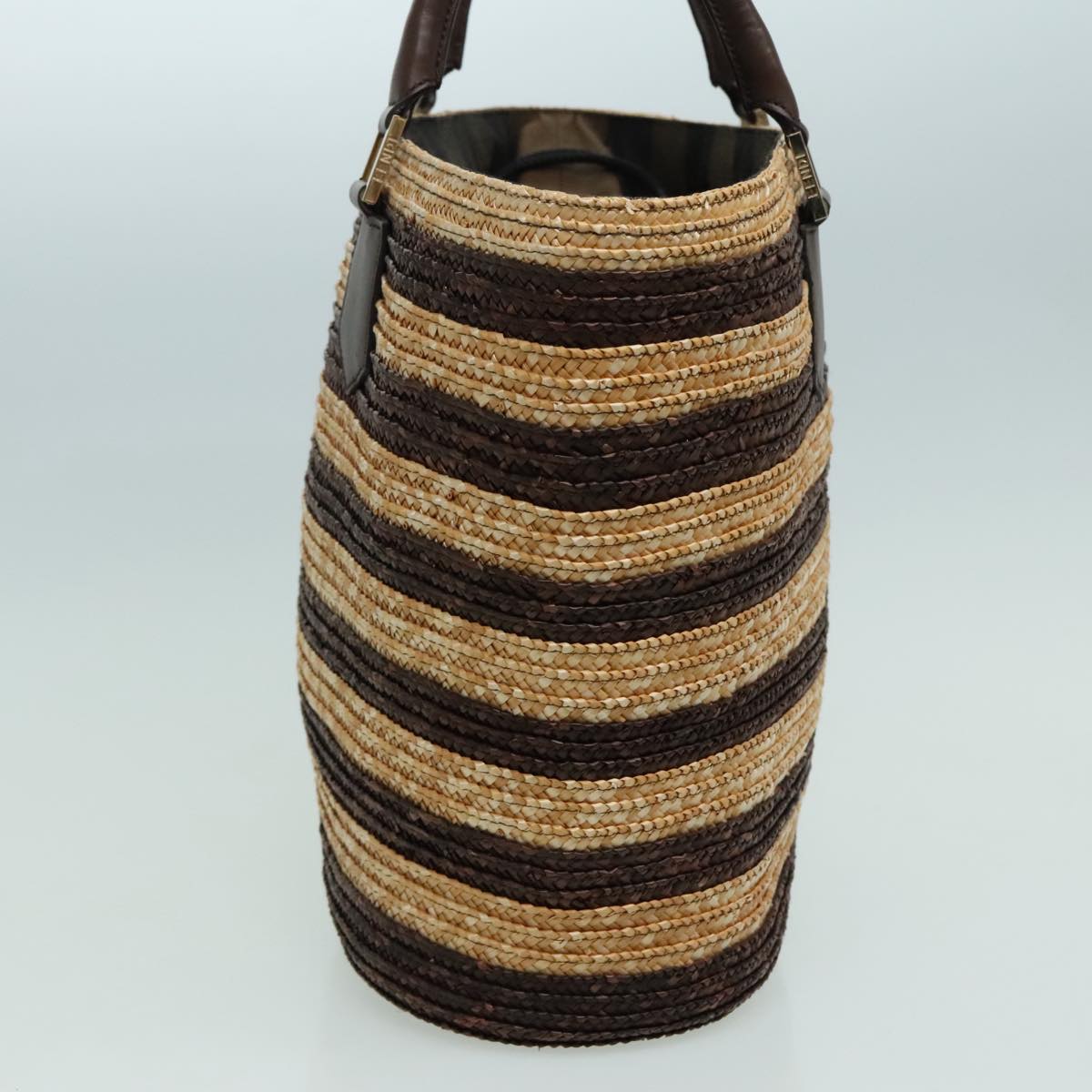 FENDI Pecan Hand Bag straw Beige Brown 8BH240 hk1660