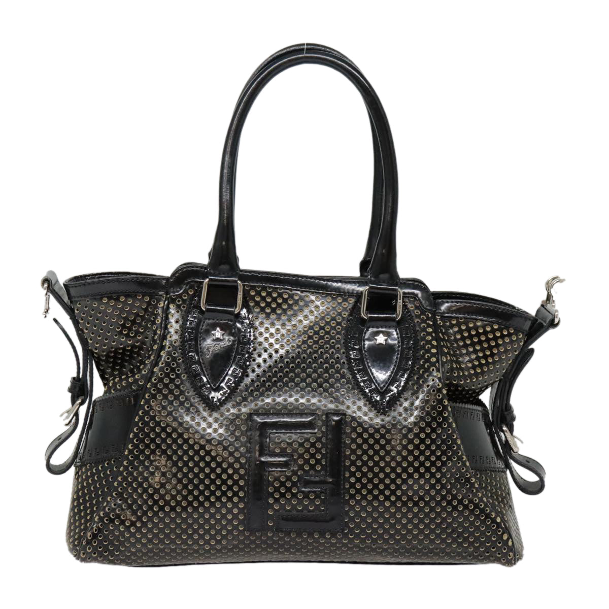 FENDI Hand Bag Enamel Black 8BN157 hk1661