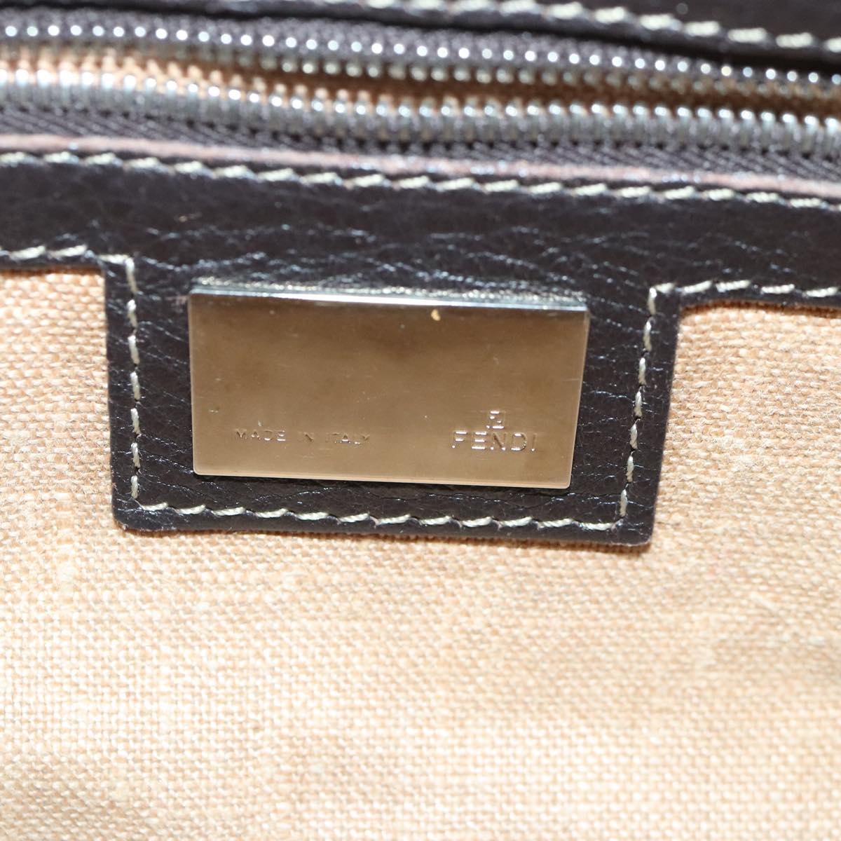 FENDI Zucca Canvas Celleria Hand Bag Brown Black 8BR486 hk1663
