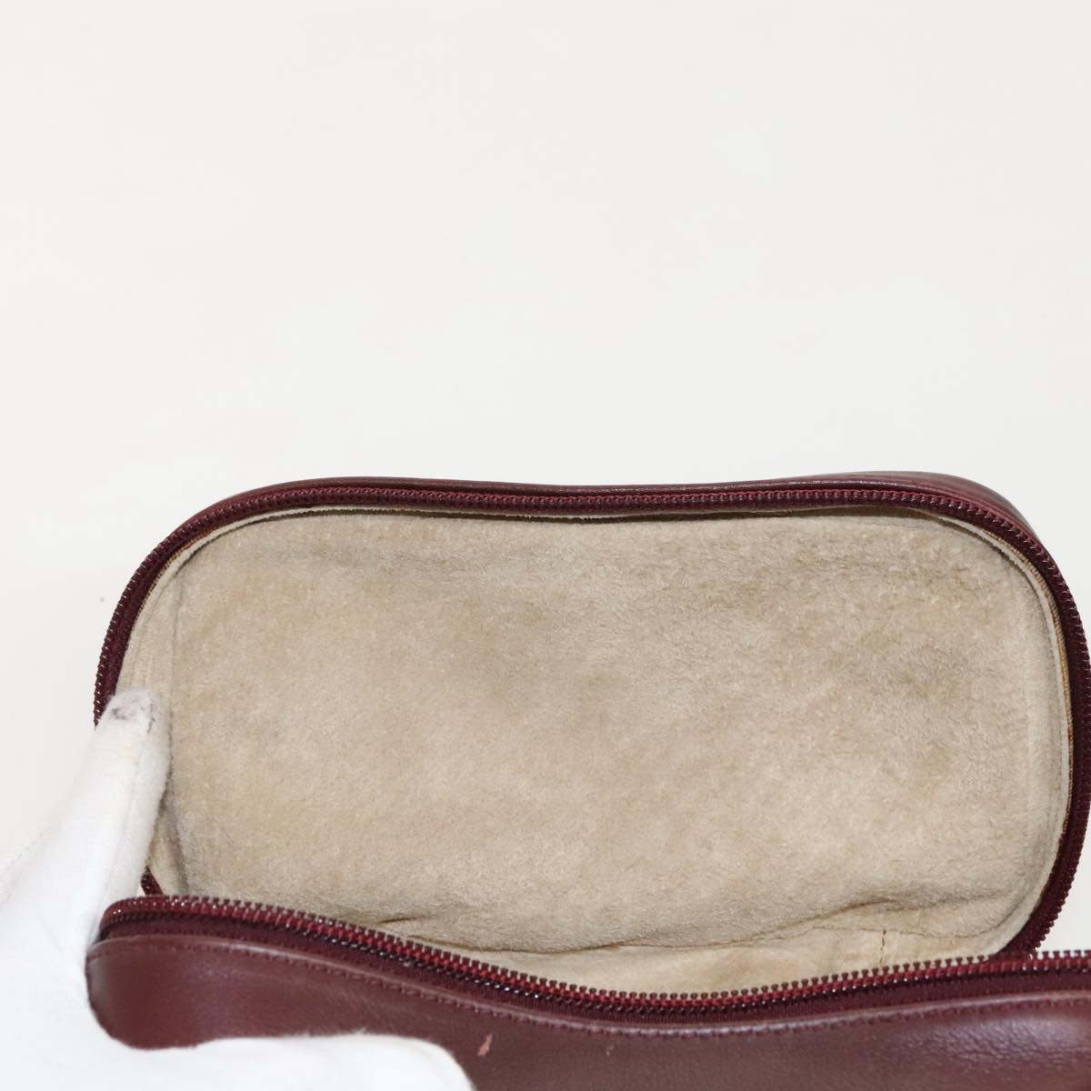 GUCCI Vanity Pouch Leather Red Gold 032 106 0141 hk1712
