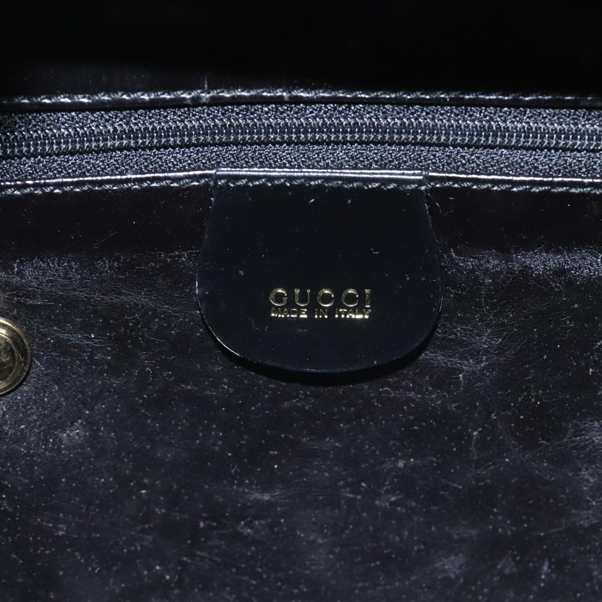 GUCCI Bamboo Vanity Pot Pouch Enamel 2way Black Gold 000 270 0323 hk1713