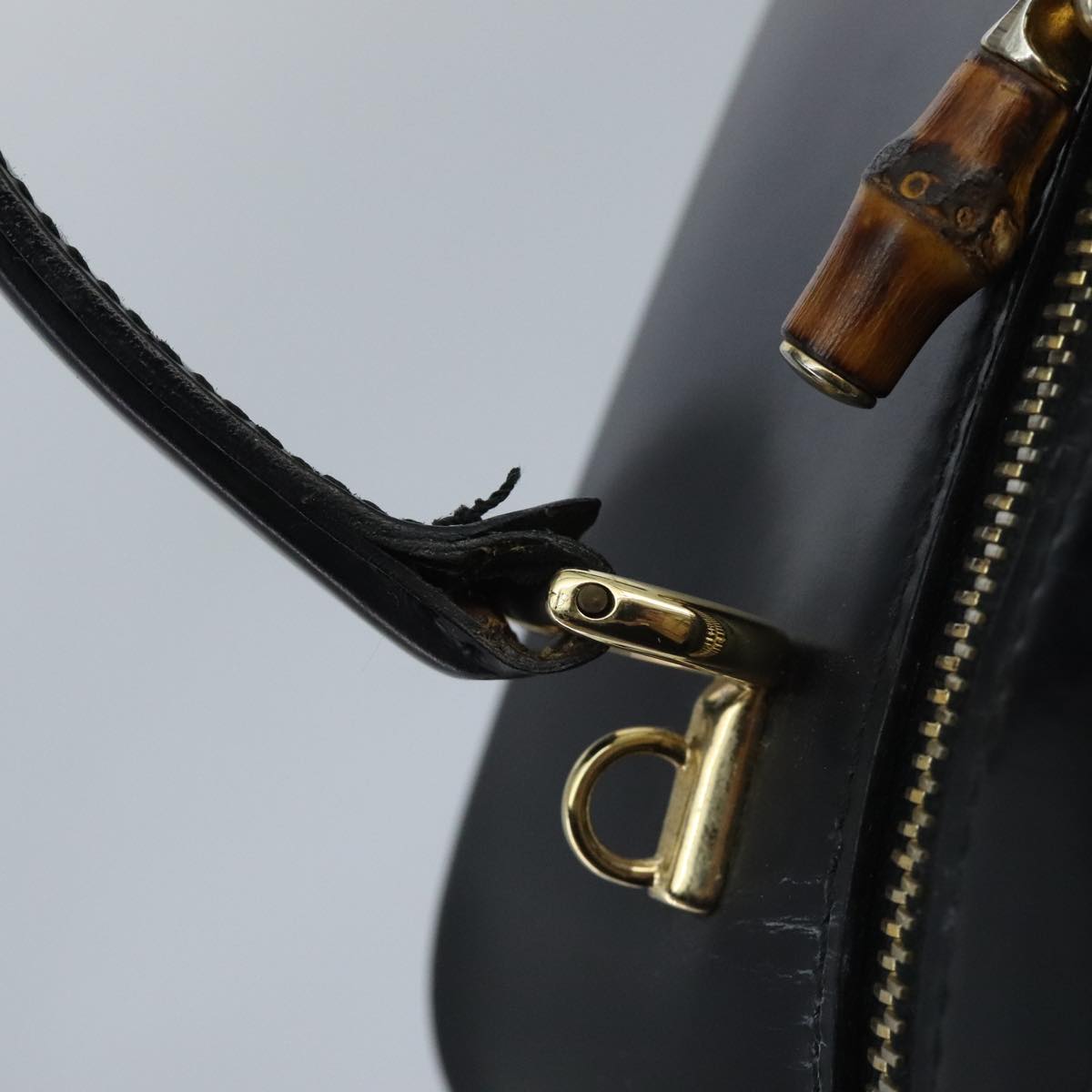 GUCCI Bamboo Vanity Pot Pouch Enamel 2way Black Gold 000 270 0323 hk1713