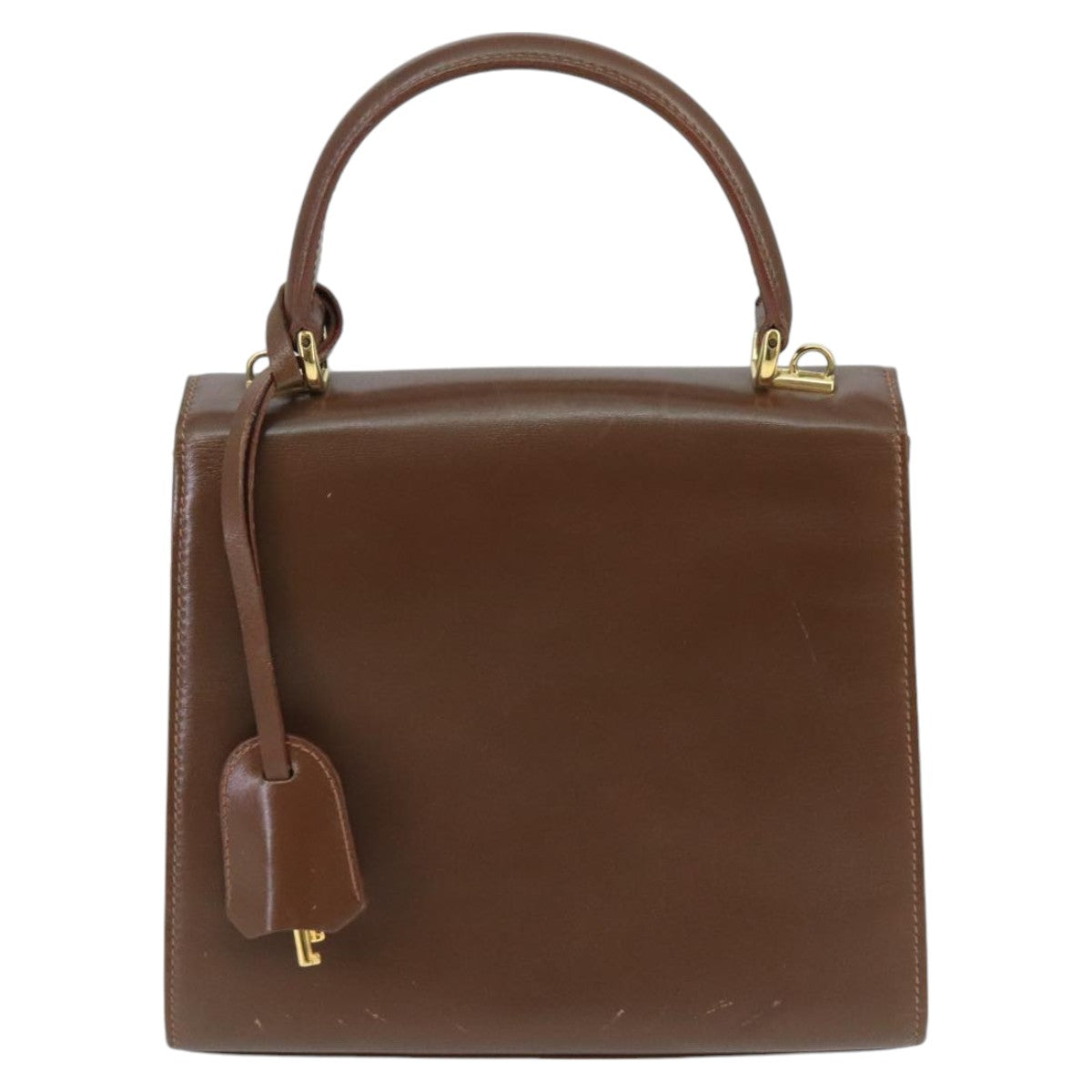 GUCCI Ready Lock Hand Bag Leather 2way Brown Gold hk1714