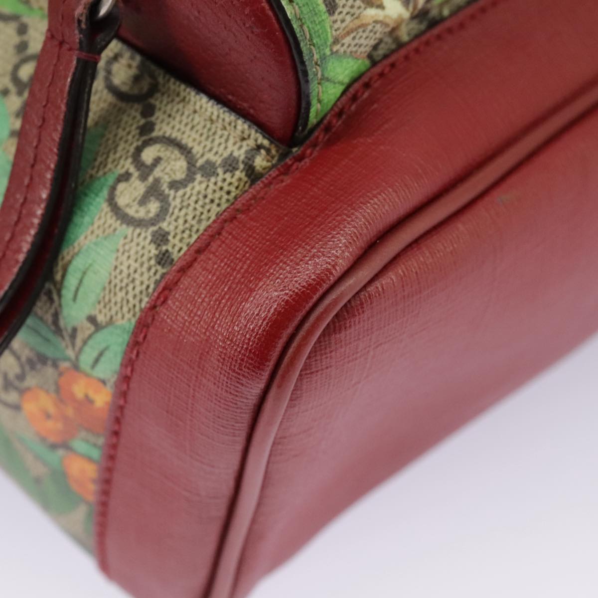 GUCCI GG Supreme Web Sherry Line Tian Backpack PVC Leather Beige Red hk1717