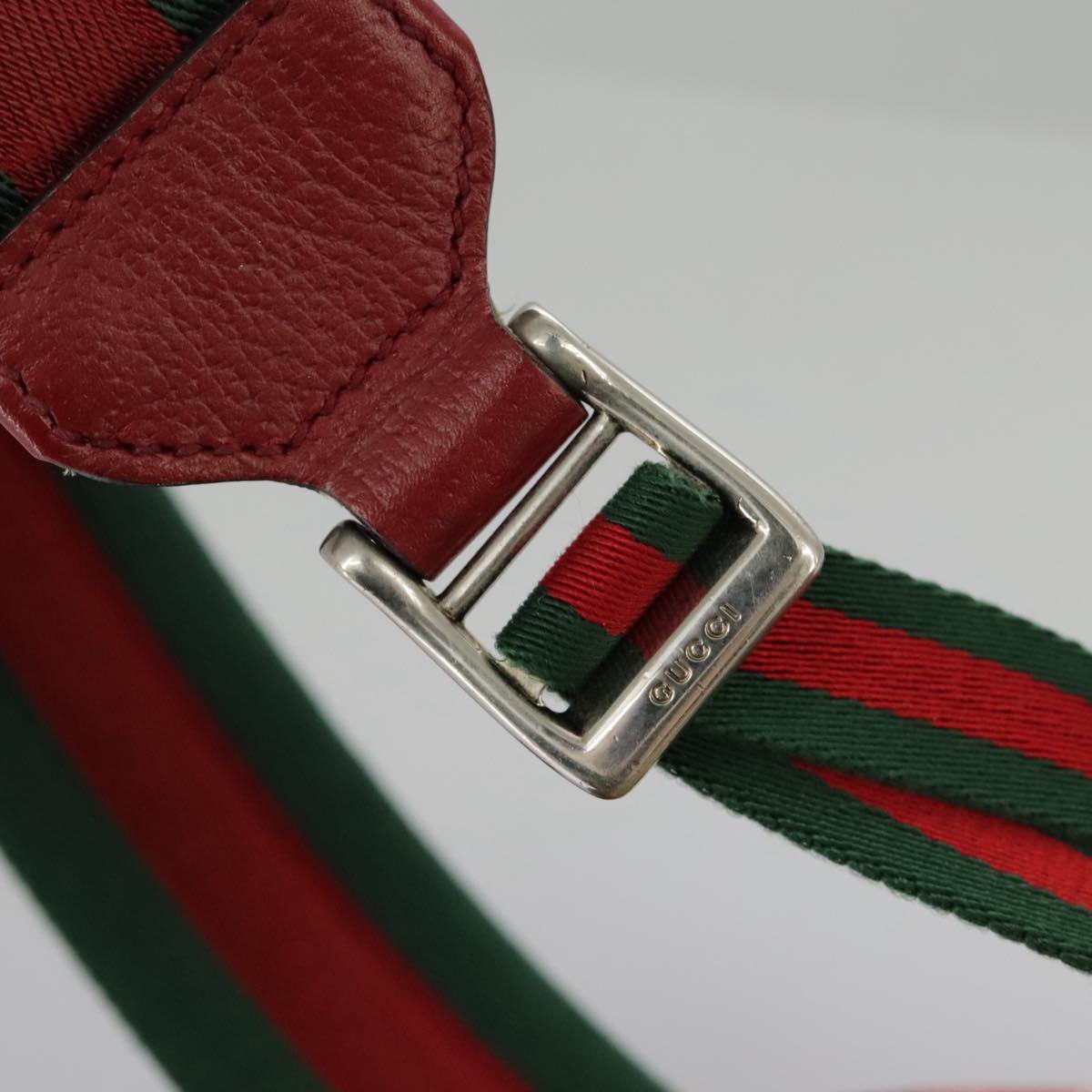GUCCI GG Supreme Web Sherry Line Tian Backpack PVC Leather Beige Red hk1717