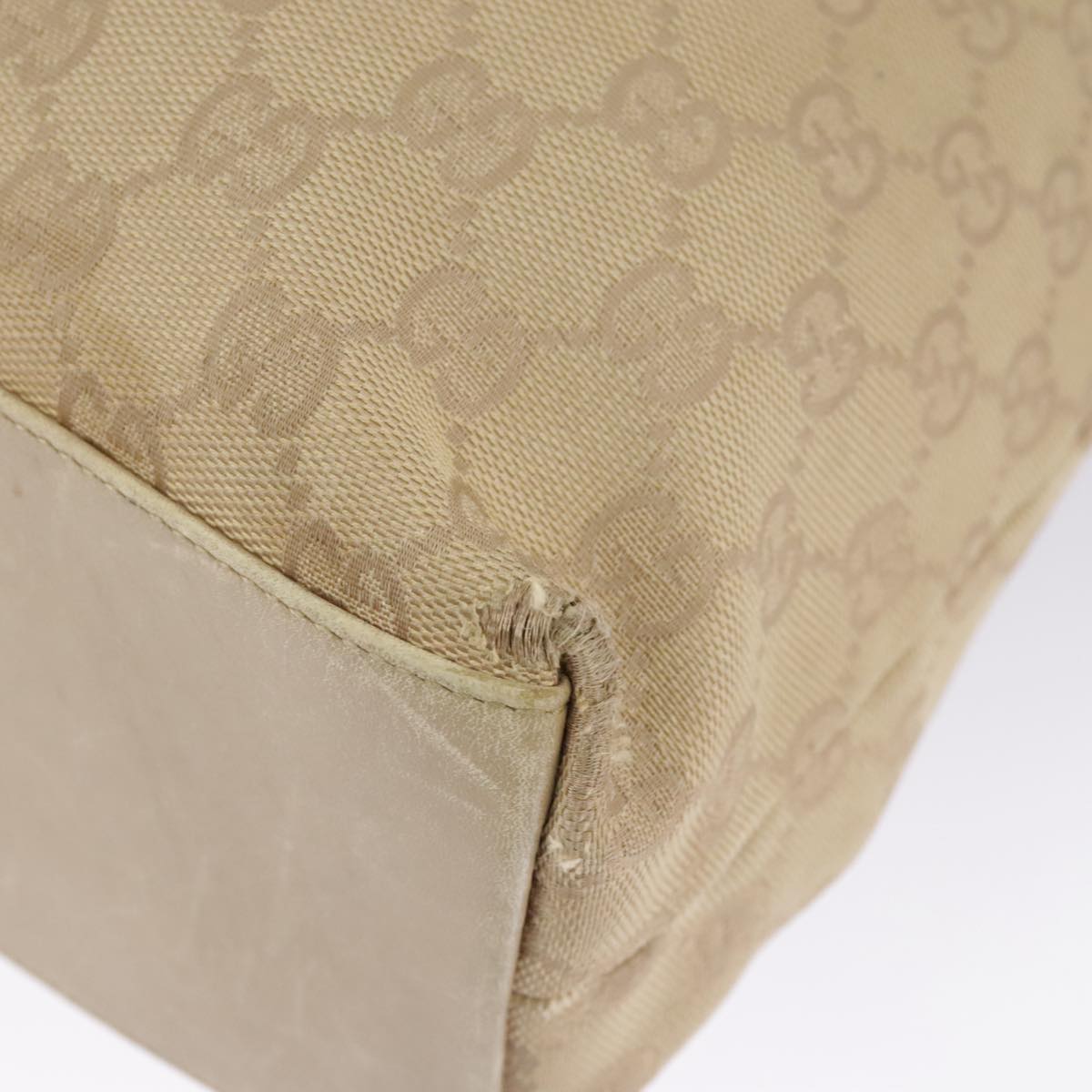 GUCCI GG Canvas Bamboo Tote Bag Beige Gold 92709 hk1719