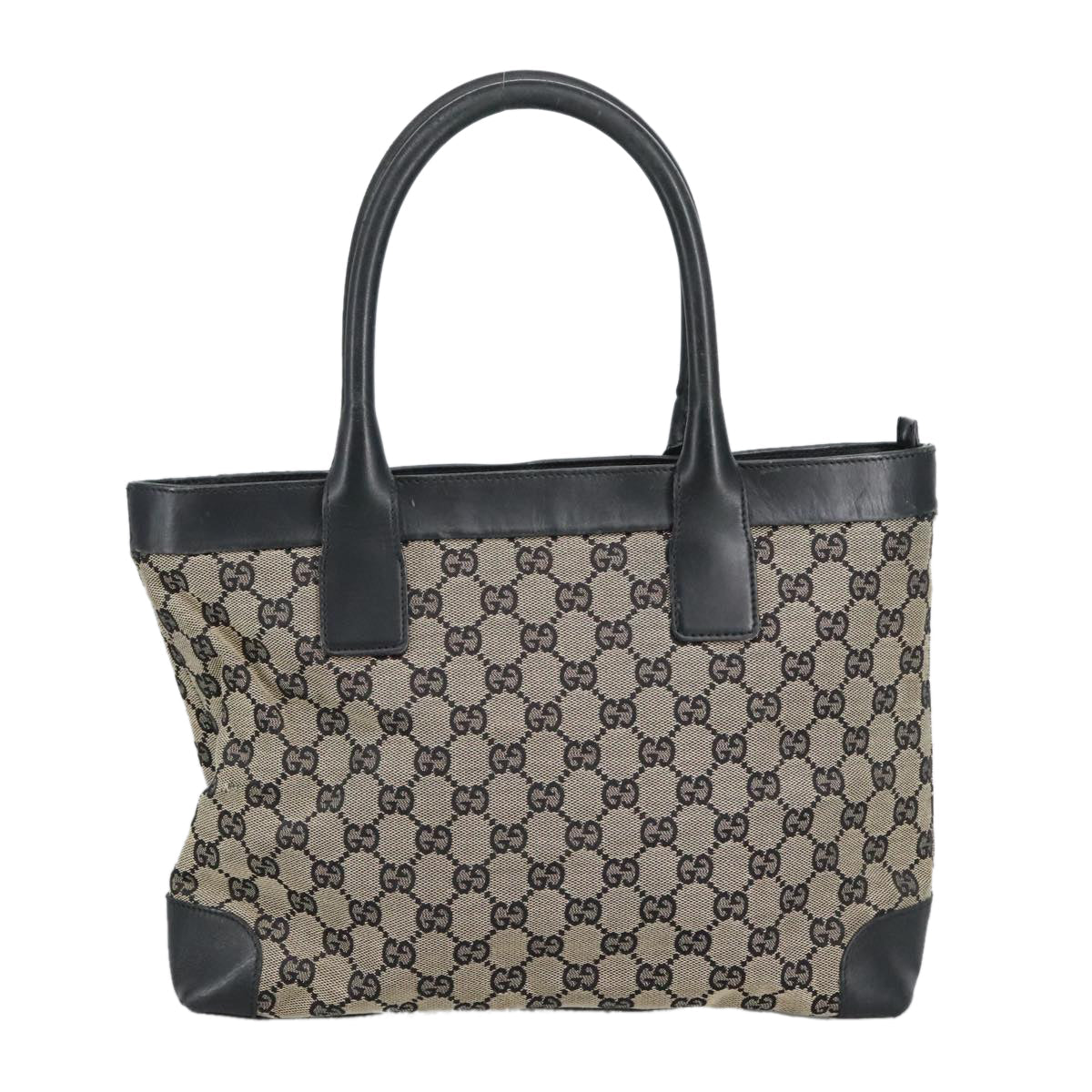 GUCCI GG Canvas Tote Bag Black Beige hk1721