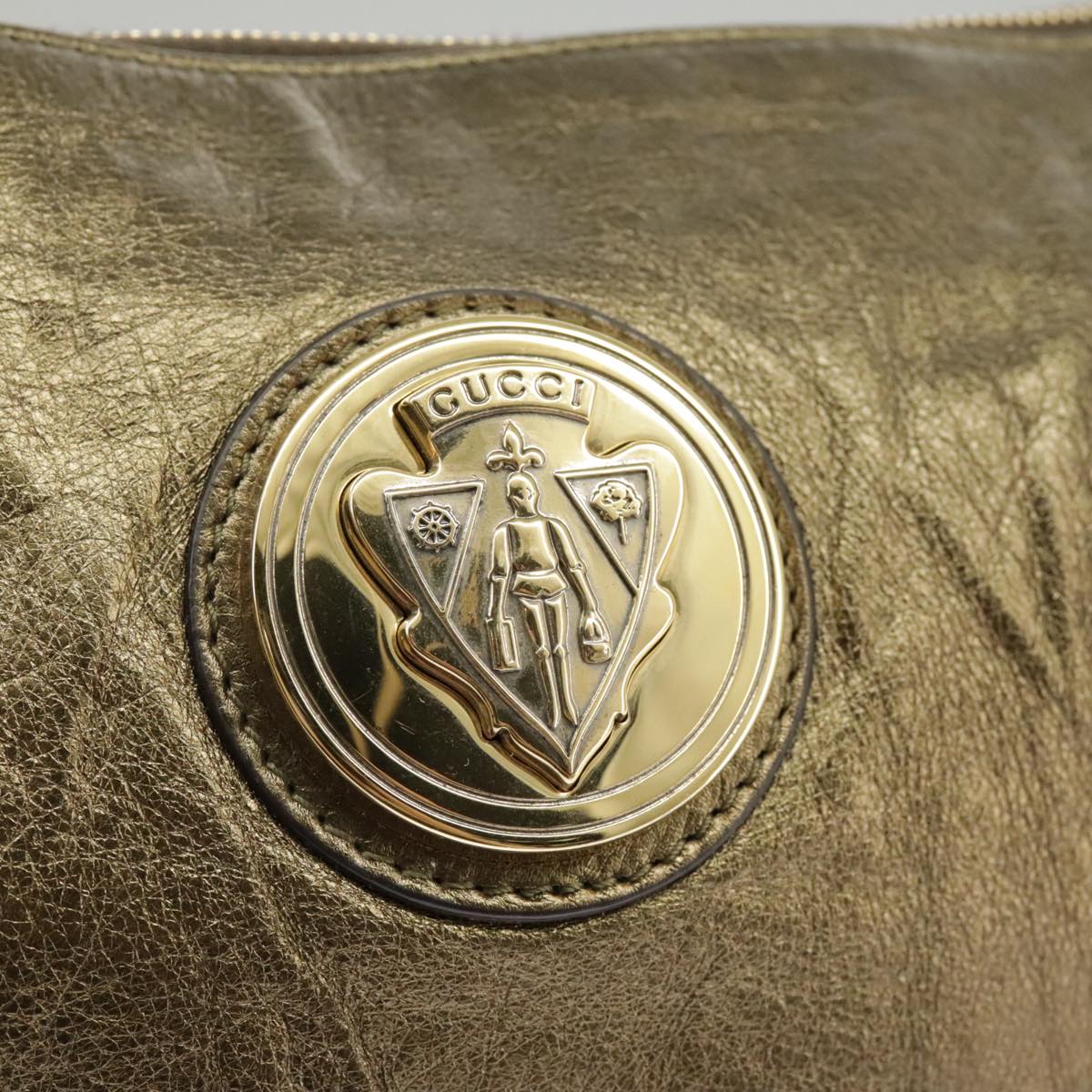 GUCCI Clutch Bag Leather Gold 197015 hk1723