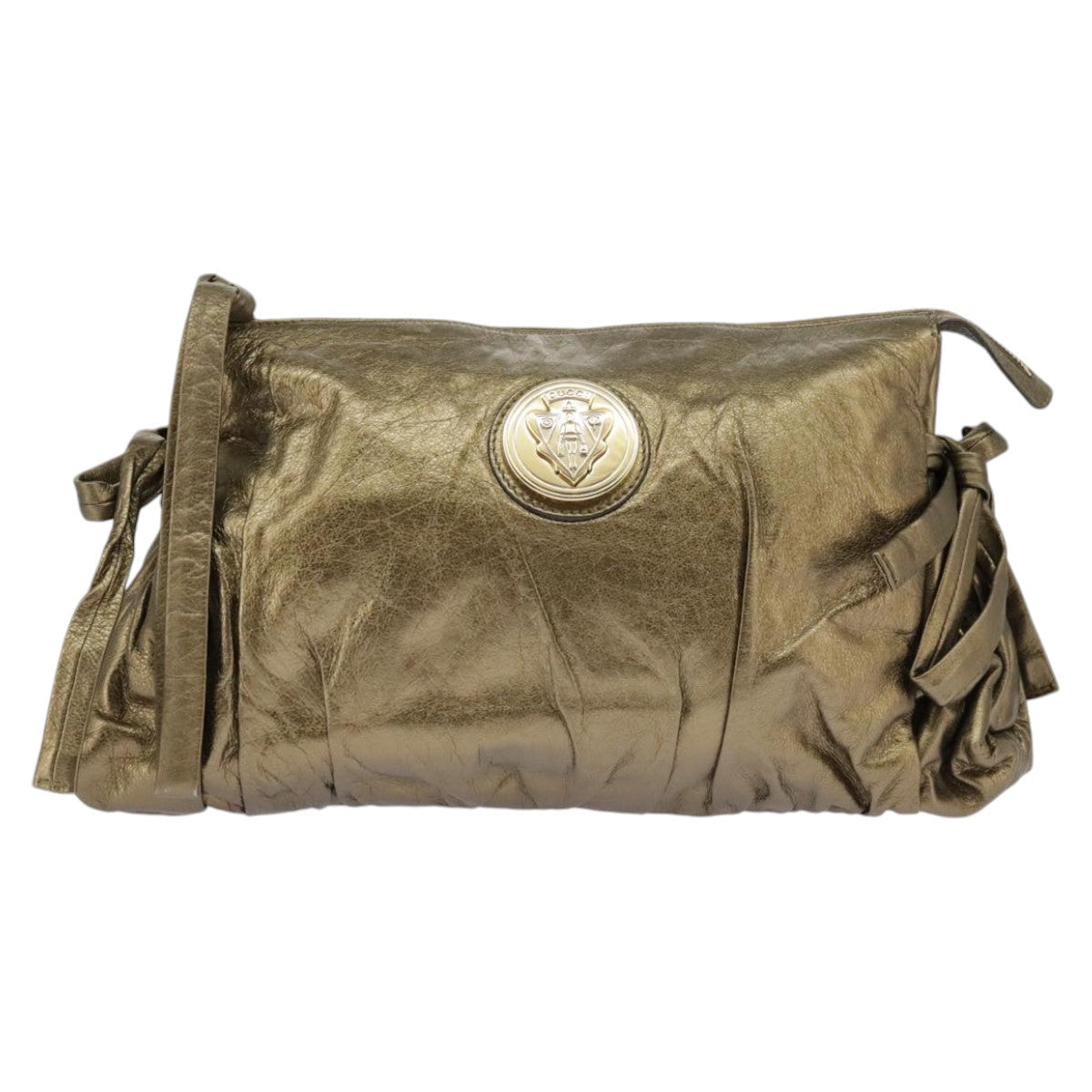 GUCCI Clutch Bag Leather Gold 197015 hk1723