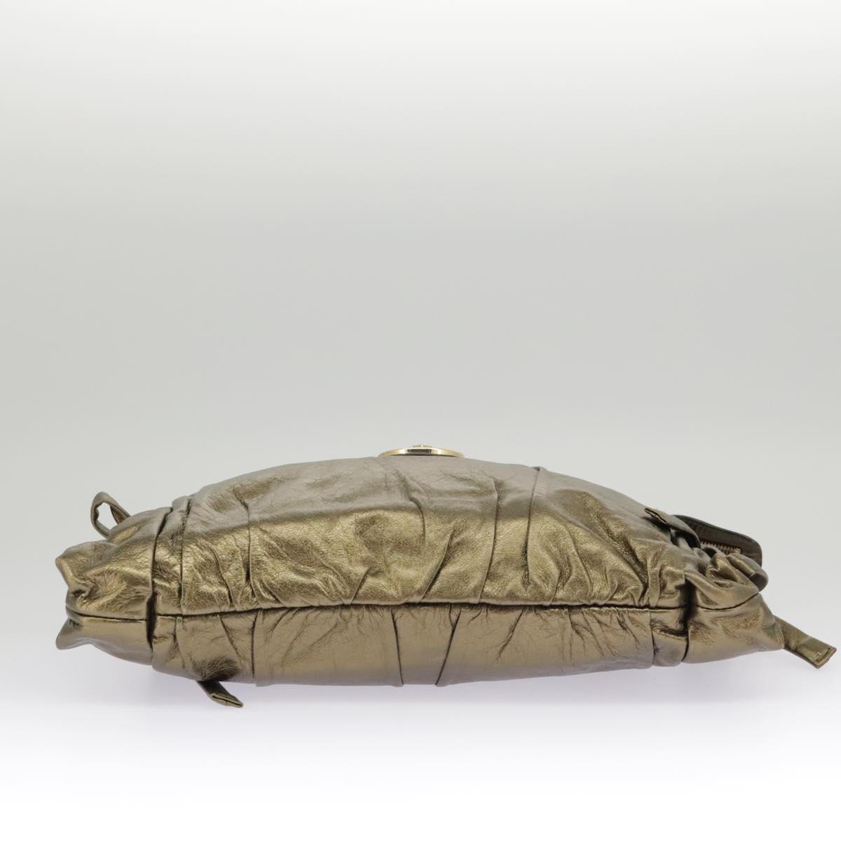 GUCCI Clutch Bag Leather Gold 197015 hk1723