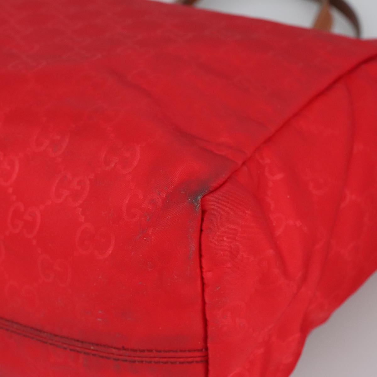 GUCCI GG Canvas Tote Bag Nylon Red Silver 282439 hk1724