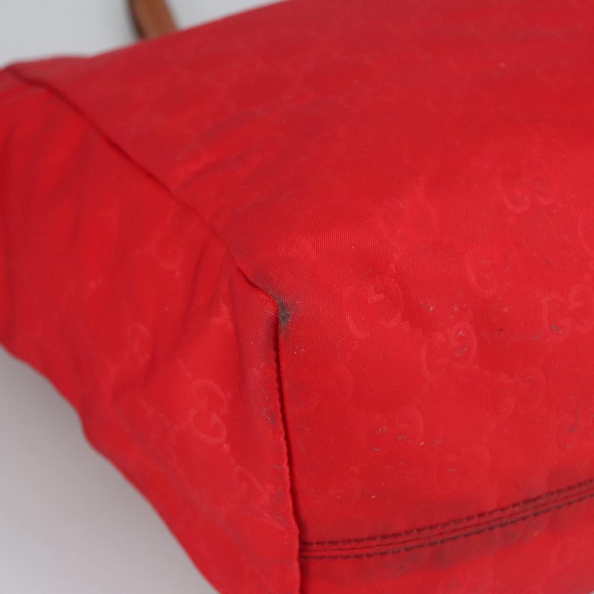 GUCCI GG Canvas Tote Bag Nylon Red Silver 282439 hk1724