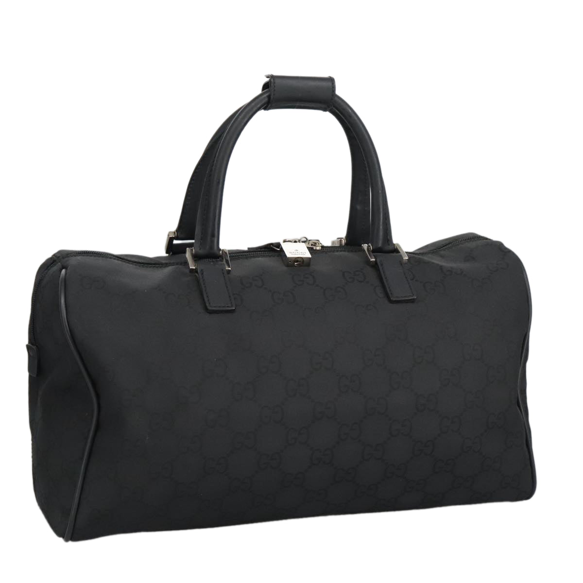 GUCCI GG Canvas Boston Bag Black Silver 012 0383 hk1725