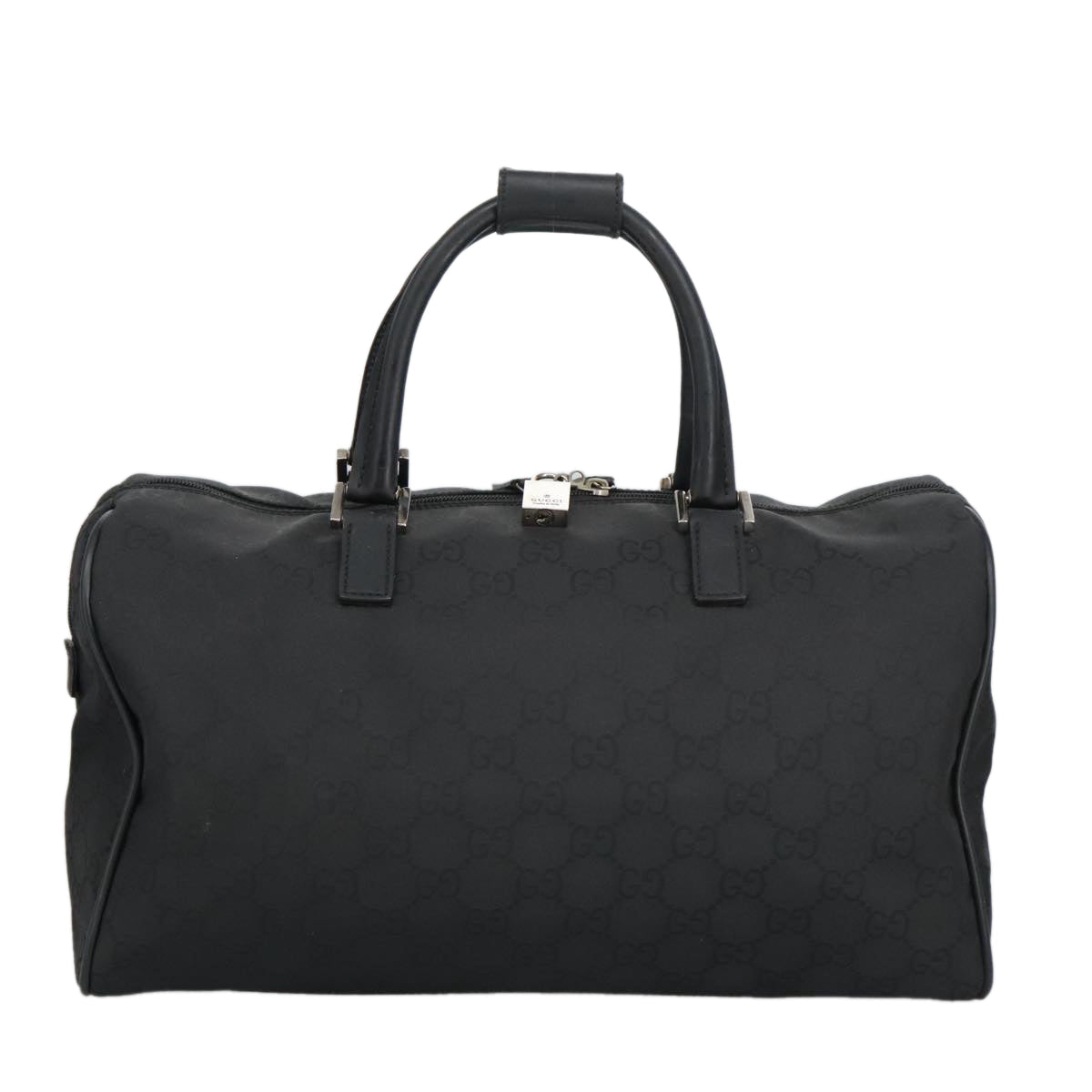GUCCI GG Canvas Boston Bag Black Silver 012 0383 hk1725