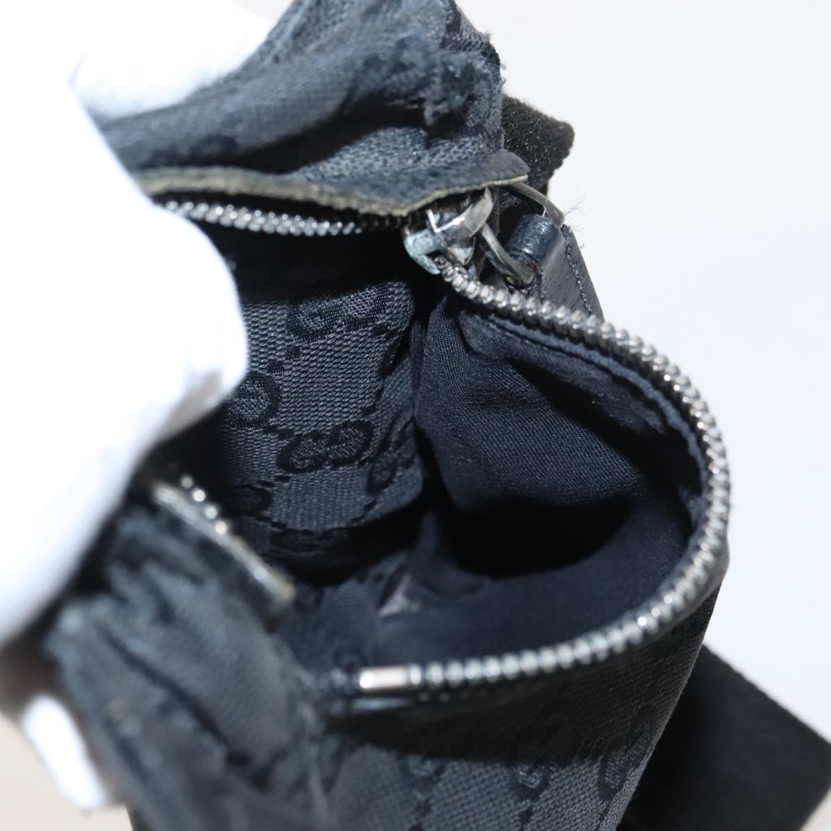 GUCCI GG Canvas Waist bag Black Silver 28566 hk1736