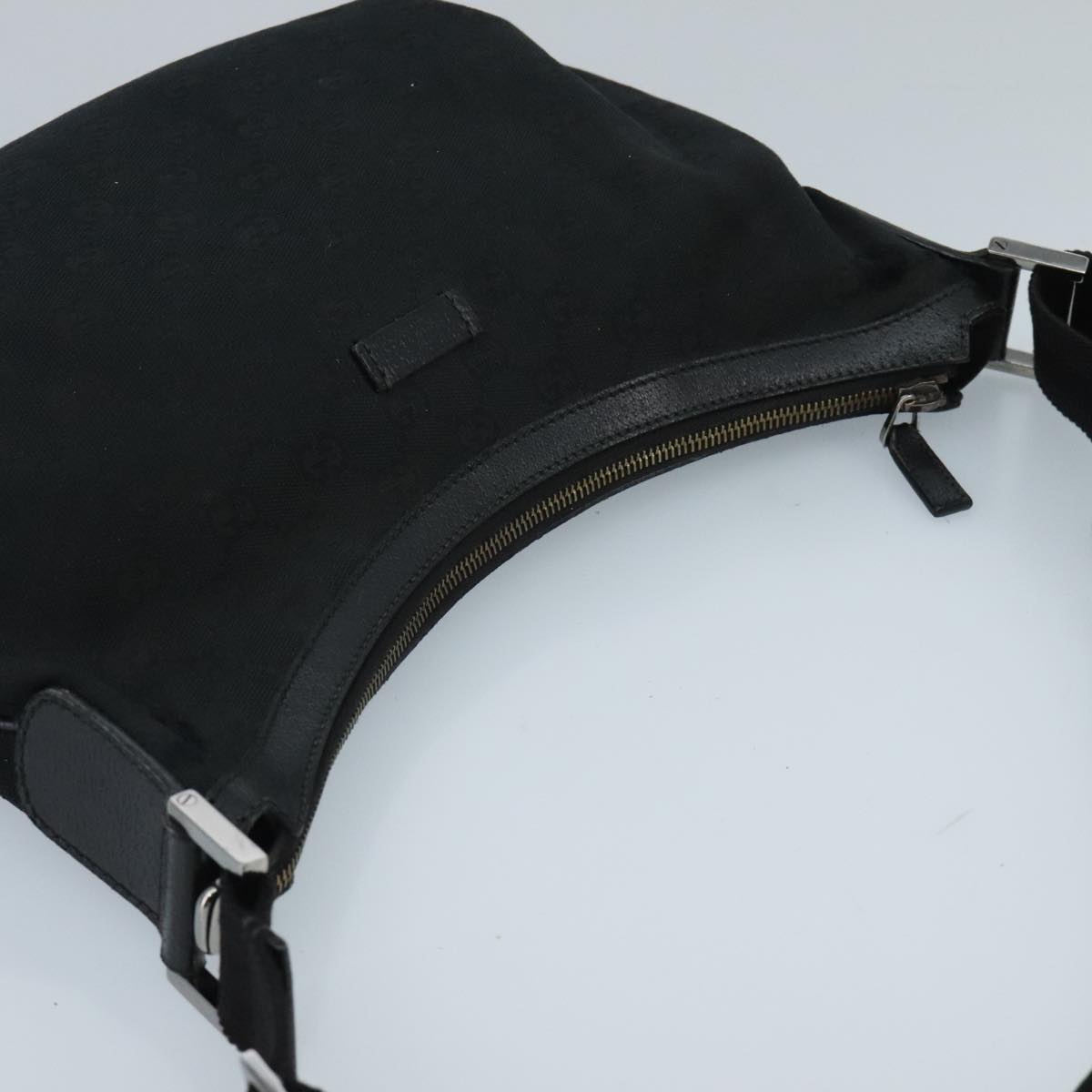 GUCCI GG Canvas Shoulder Bag Black Silver 181092 hk1737