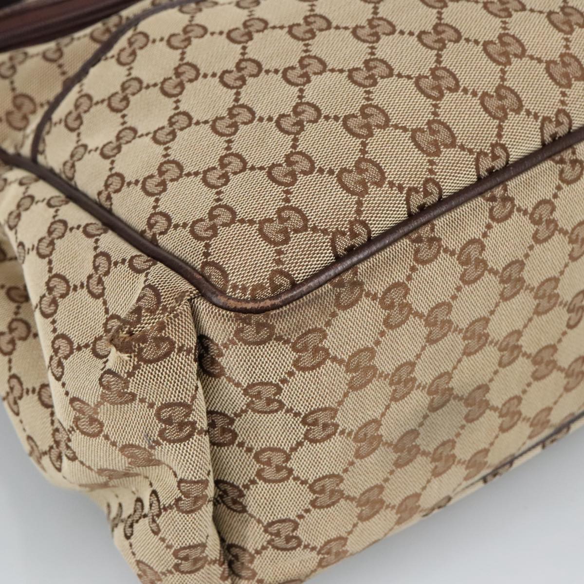 GUCCI GG Canvas Shoulder Bag Beige Silver 123326 hk1738