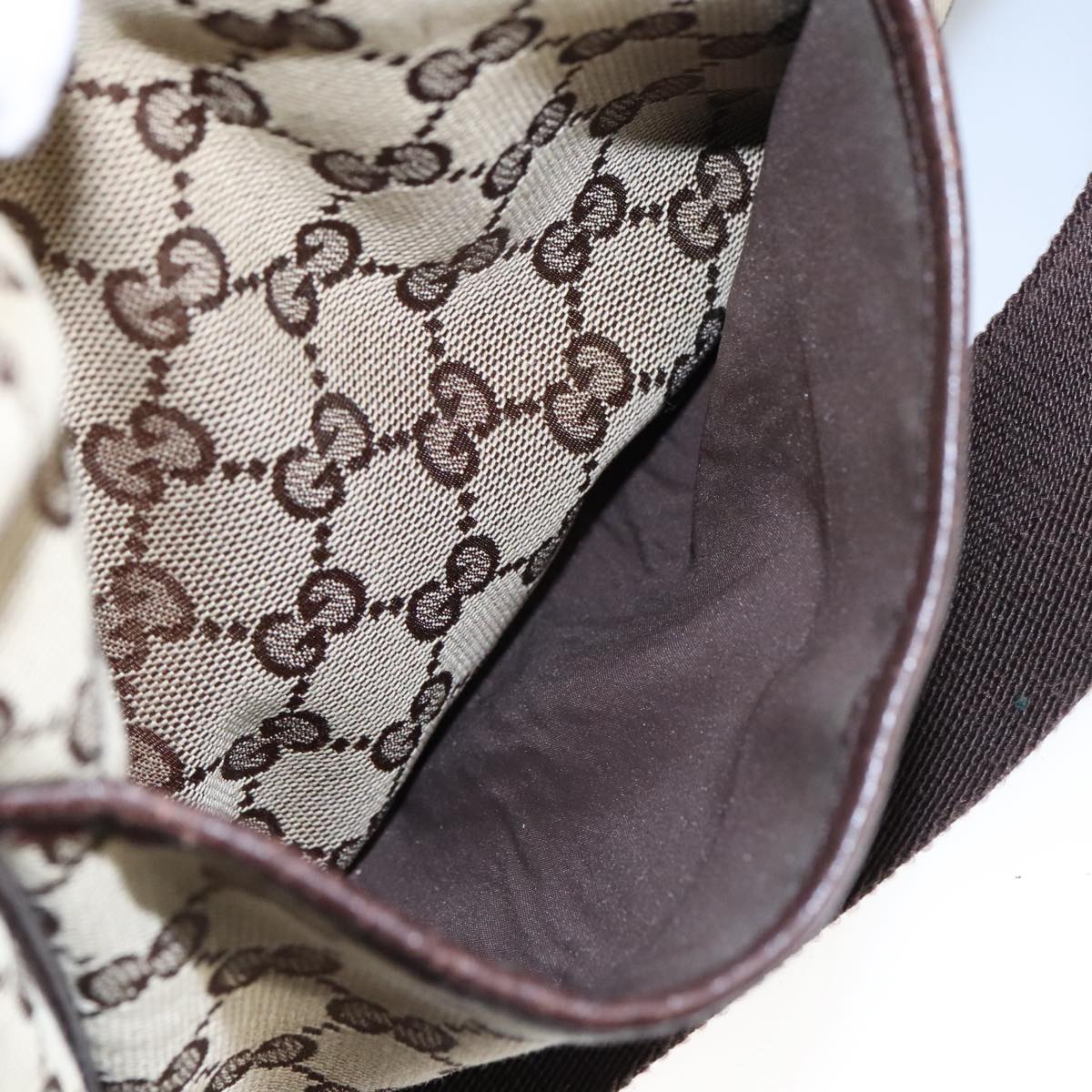 GUCCI GG Canvas Shoulder Bag Beige Silver 123326 hk1738