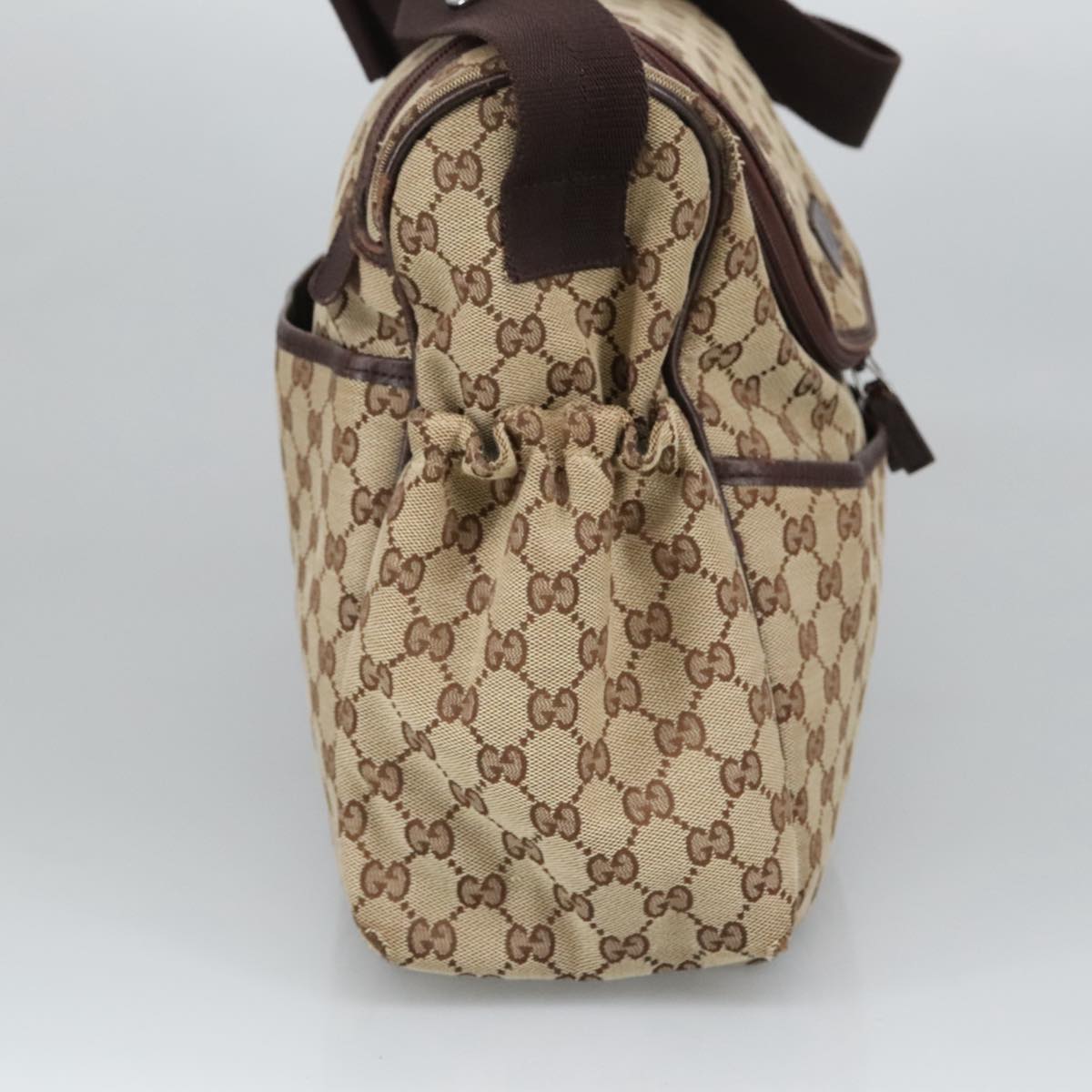 GUCCI GG Canvas Shoulder Bag Beige Silver 123326 hk1738