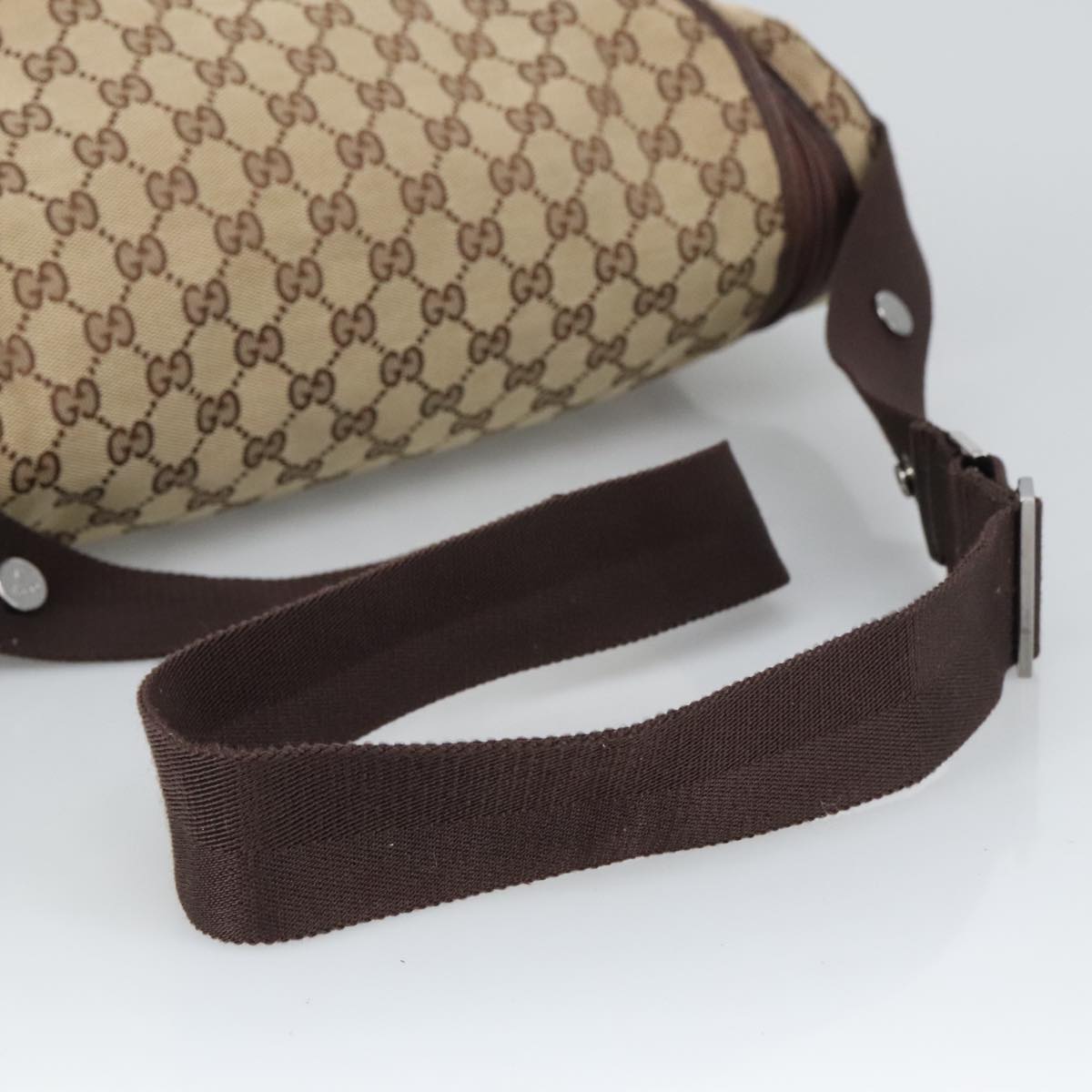 GUCCI GG Canvas Shoulder Bag Beige Silver 123326 hk1738