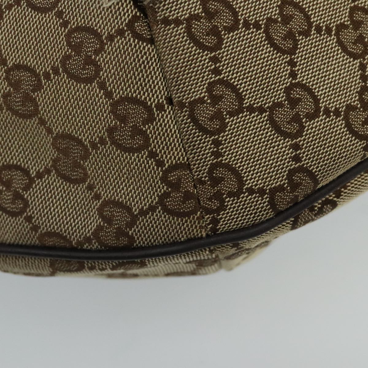 GUCCI GG Canvas Shoulder Bag Beige Brown Silver 189752 hk1739